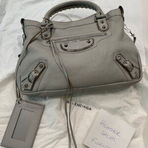 Balenciaga Chevre Silver Metallic Edge Town Gris Perle Purse